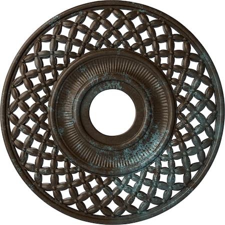 Ekena Millwork Robin Ceiling Medallion (Canopies up to 6 1/4"), 22 1/4"OD x 4 3/4"ID x 1 1/4"P, Bronze Blue Patina CM22RBBBS